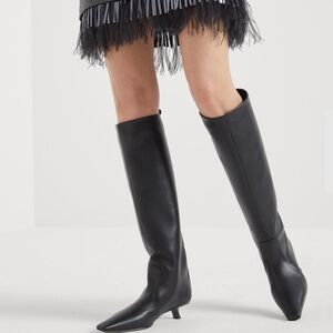 Brunello Cucinelli Black Leather Knee-High Boots EU 37 / US 7 NWT ($2400 MSRP)
